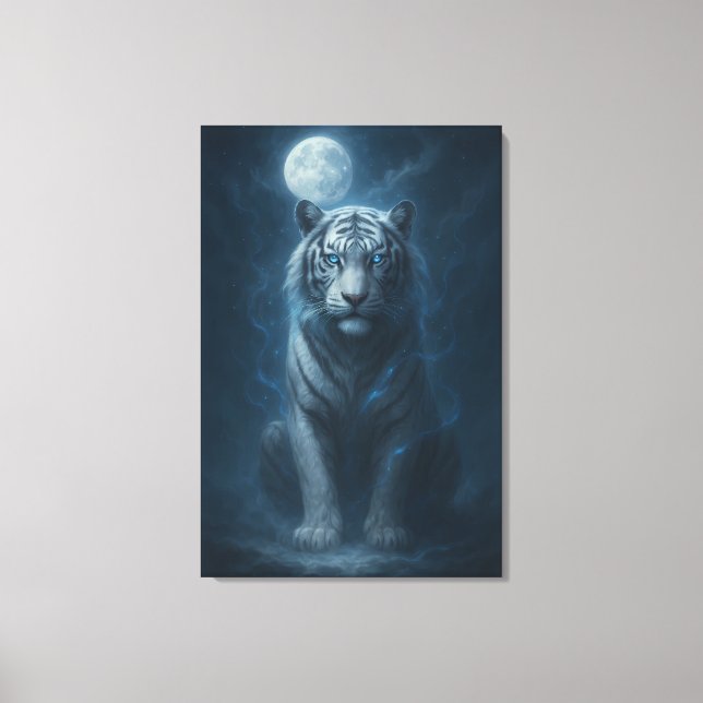 Impressão Em Tela White Tiger – Moonlit Mystical Scene | ManJiangHon (Frente)