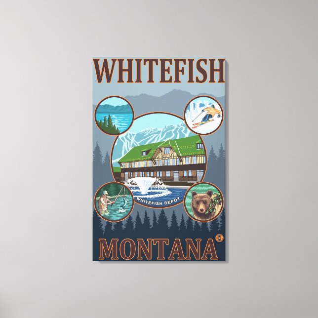Impressão Em Tela Whitefish, Poster de viagens MontanaScenic (Frente)
