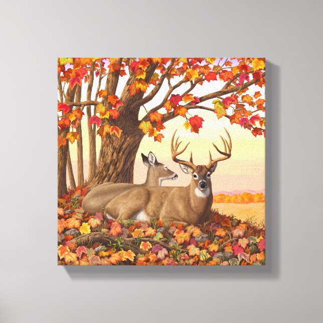 Impressão Em Tela Whitetail Deer no outono de Nova Inglaterra cai em (Frente)