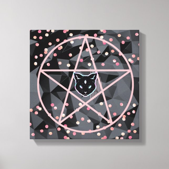 Impressão Em Tela WiizyWitch Magic Witch Cosmic Cat Pentacle Magick (Frente)