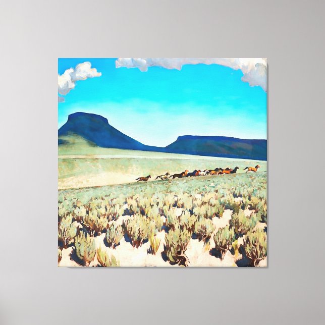 Impressão Em Tela "Wild Horse Country", por Maynard Dixon (Frente)