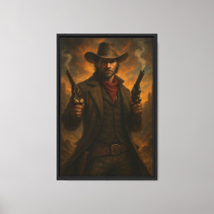 Impressão Em Tela Wild West Gunslinger Cowboy