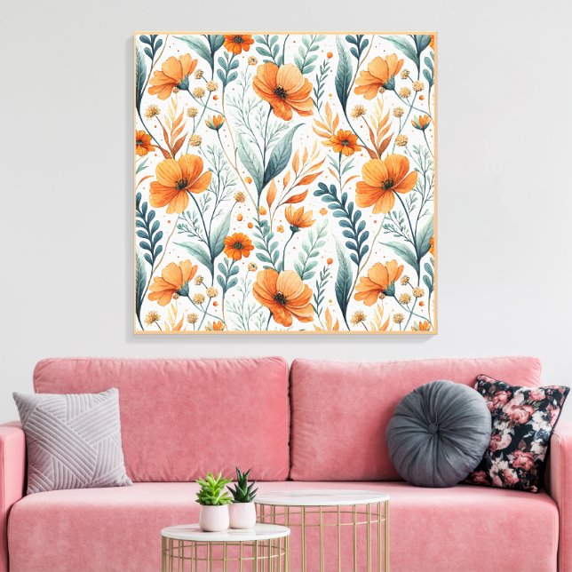 Impressão Em Tela Wildflower Botanical Boho (Insitu(Sala de estar))