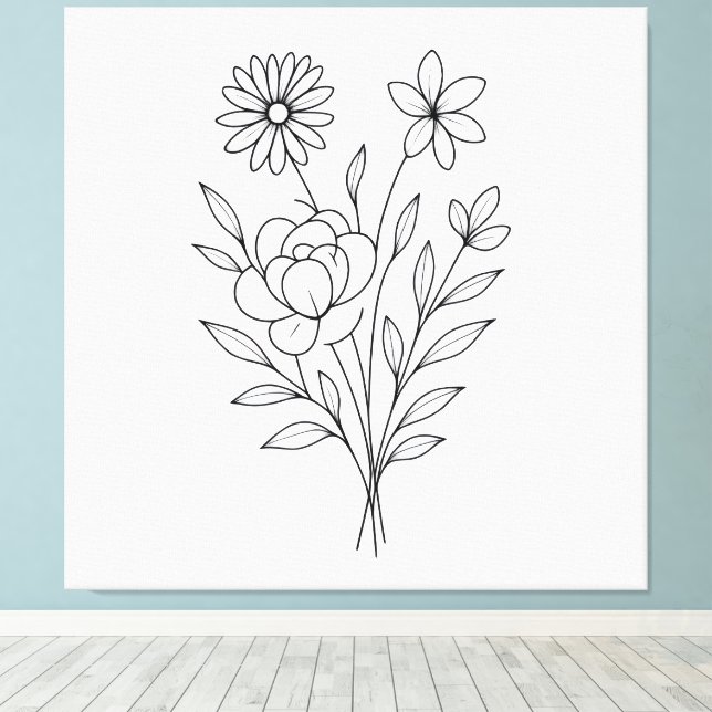 Impressão Em Tela Wildflower Whisper” Minimalist Botanical Print (Insitu(piso de madeira))