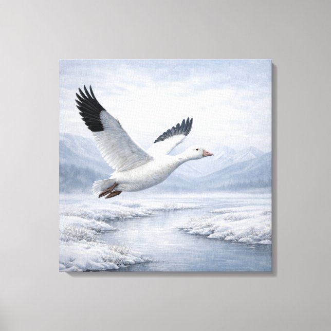 Impressão Em Tela Wildlife Snow Goose Flying Winter (Frente)