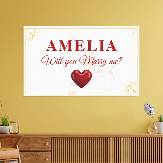 Impressão Em Tela Will you marry me Red Heart Romantic Proposal (Insitu(Sala de estar))