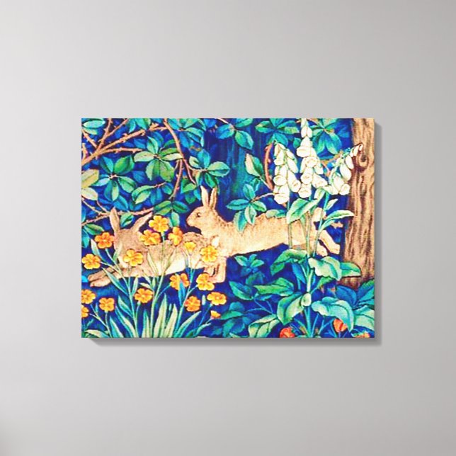 Impressão Em Tela William Morris "Duas Amas" - Coelhos Selvagens (Frente)