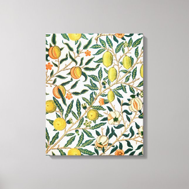 Impressão Em Tela William Morris Fruta Pomegranate White Ornament (Frente)