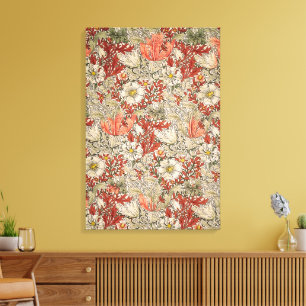 Impressão Em Tela William Morris Primavera Compton Flower Vermelho