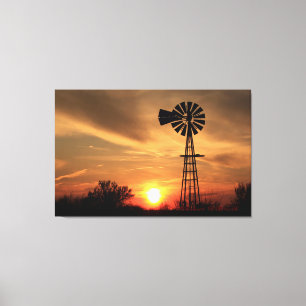 Impressão Em Tela Windmill do Kansas Country