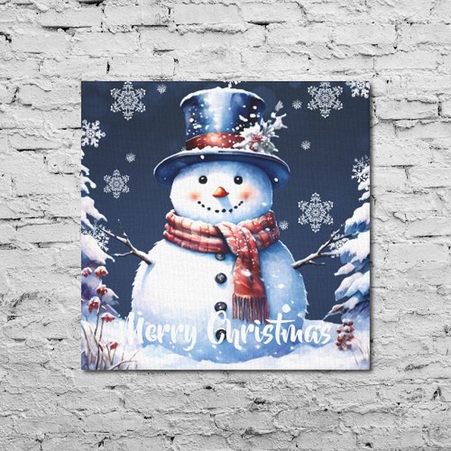 Impressão Em Tela Winter Forest Snowman Natal (Winter Forest Snowman Christmas Canvas Print)