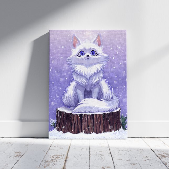 Impressão Em Tela Winter Guardian : Snowy Arctic Fox (true Color Reference: This image shows colors and details like the final printed canvas)
