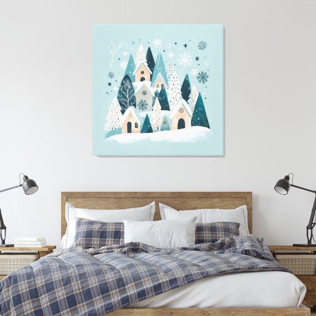 Impressão Em Tela Winter Snowy Village (Insitu(Quarto))