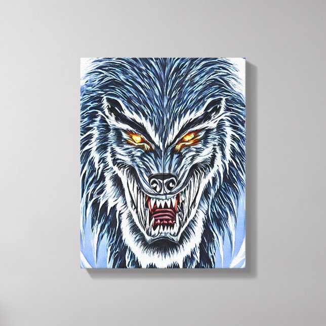 Impressão Em Tela Winter Werewolf Fantasy Dark horror art (Frente)