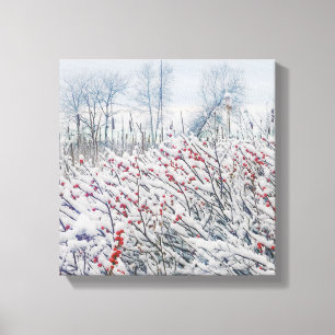 Impressão Em Tela winterberry e cattails