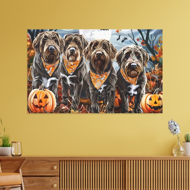 Impressão Em Tela Wirehaired Pointing Griffon Halloween Spooky (Insitu(Sala de estar))