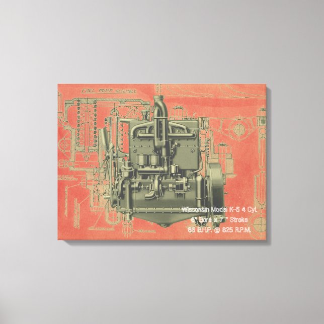 Impressão Em Tela Wisconsin Motor Milwaukee Wisconsin Engine Early K (Frente)