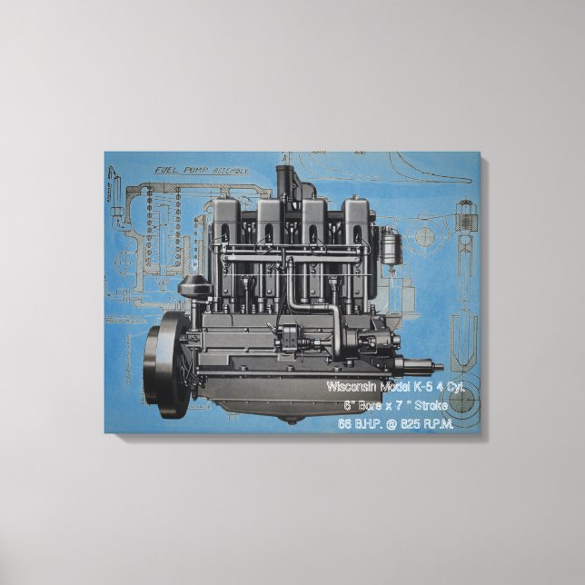 Impressão Em Tela Wisconsin Motor Milwaukee Wisconsin Engine Early K (Frente)