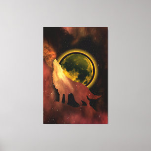 IMPRESSÃO EM TELA WOLF HOWLING NA GALÁXIA DA LUA ESPACIAL