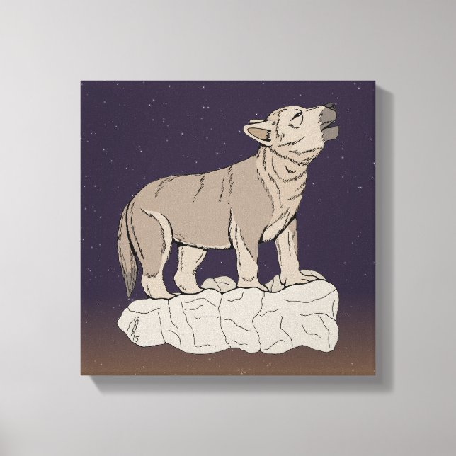 Impressão Em Tela Wolf Pup Howling (Frente)