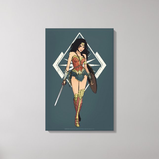 Impressão Em Tela Wonder Woman With Sword Comic Art (Frente)