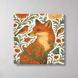 Impressão Em Tela Woodland Grace Fox Motif in Bloom