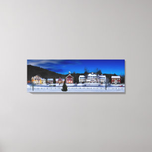 Impressão Em Tela Woodstock, Vermont em uma noite do inverno