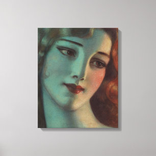 Impressão Em Tela WT Benda Belo Art Deco Lady Diptych
