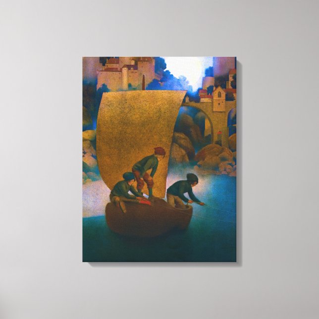 Impressão Em Tela Wynken, Blynken e Nod, 1905, por Maxfield Parrish (Frente)