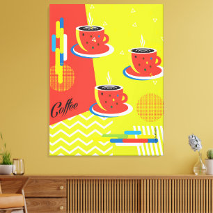 Impressão Em Tela Xícara De Café Abstrata Arte Contemporânea Moderna