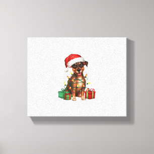 Impressão Em Tela Xmas Lighting Santa Hat Miniature Pinscher Dog Chr
