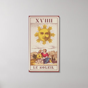 Impressão Em Tela XVIIII Le Soleil, cartão de tarot francês do Sun