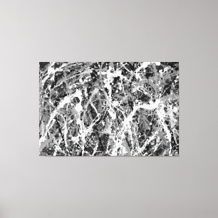 Impressão Em Tela XXIII PRETO E BRANCO - Pintura de ação - Abstrato-