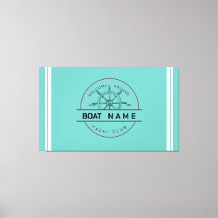 Impressão Em Tela Yacht clube de iate de Âncora Náutica Azul Nome da