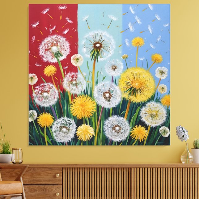 Impressão Em Tela Yellow and White Dandelions  (Insitu(Sala de estar))