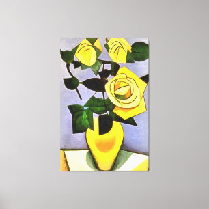 Impressão Em Tela Yellow Roses From A Friend Geometric Abstract