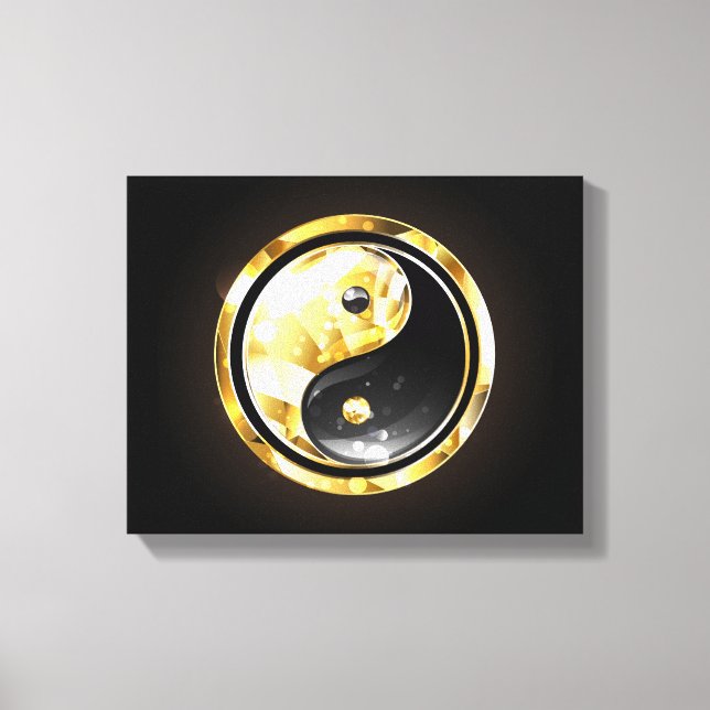 Impressão Em Tela Yin Yang dourado em preto (Frente)