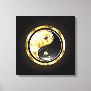 Impressão Em Tela Yin Yang dourado sobre preto