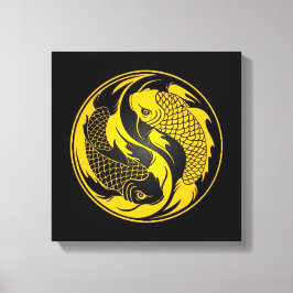 Impressão Em Tela Yin Yang Koi Fish, amarelo e preto