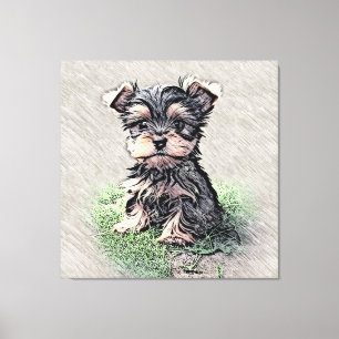 Impressão Em Tela Yorkie, pãozinho, animal de estimação