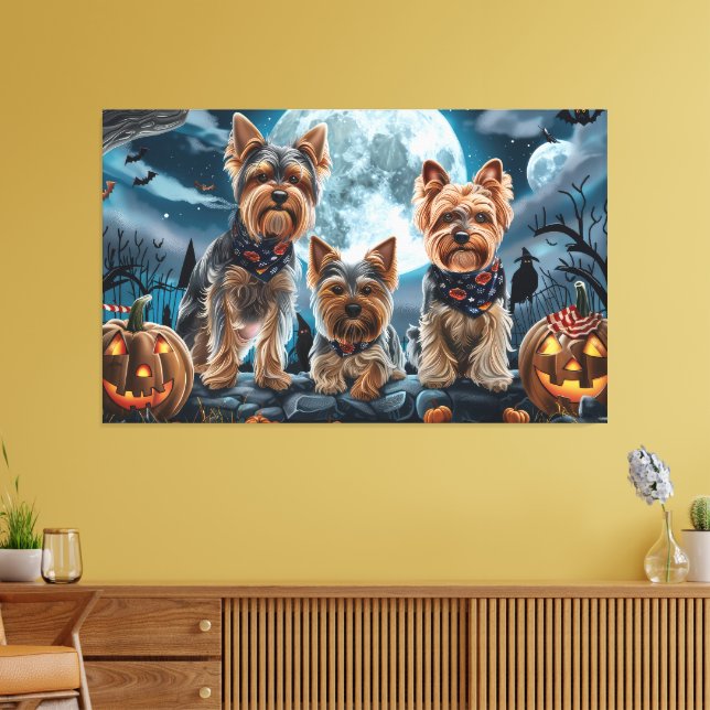 Impressão Em Tela Yorkshire Terrier Halloween Spooky (Insitu(Sala de estar))