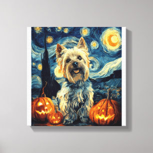 Impressão Em Tela Yorkshire terrier Yorkie Cachorro de van gogh noit