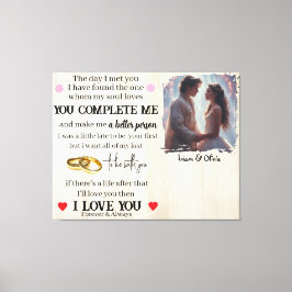 Impressão Em Tela You Complete Me Custom Photo Wedding Anniversary