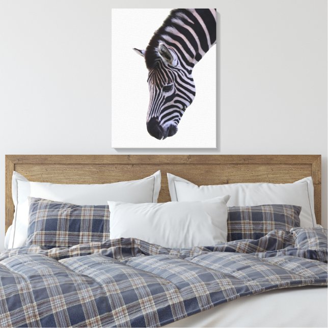 Impressão Em Tela Zebra Close-Up | Black & White Wildlife Wall Art (Insitu(Quarto))