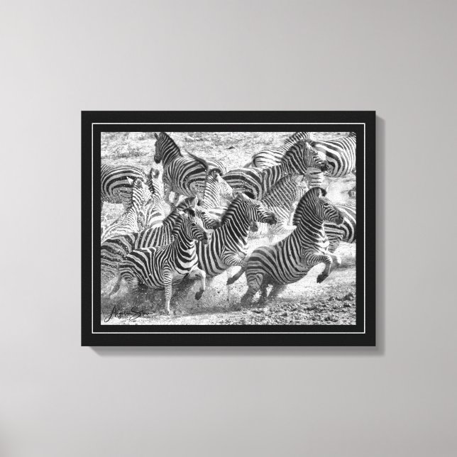 Impressão Em Tela Zebra de Belas-Arte Preta e Branca (Frente)