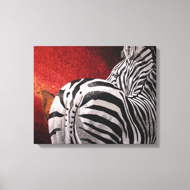 Impressão Em Tela Zebra e Oxpecker (Frente)
