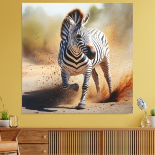 Impressão Em Tela Zebra na Arte Safari Selvagem Dramática