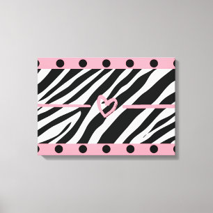Impressão Em Tela Zebra Print Heart Polkadots Wall Art