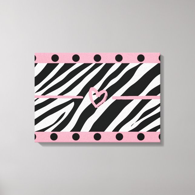Impressão Em Tela Zebra Print Heart Polkadots Wall Art (Frente)