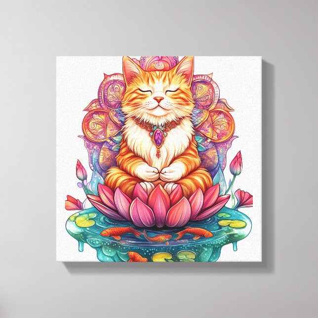 Impressão Em Tela Zen Cat Vibes � Meditating Kitty Psychedelic (Frente)